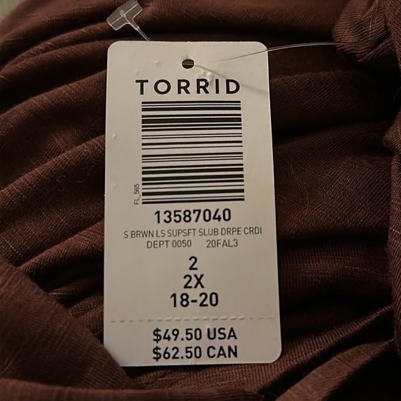 Torrid Brown Super Soft LS Slub Knit Draped Cardigan Plus 2X 18-20 NWT 13587040 - Picture 12 of 12